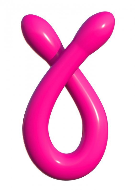 Gumowe gładkie dildo dwustronne różowe 43 cm