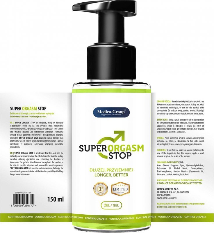 Żel opóźniający wytrysk Super Orgasm Stop 150 ml