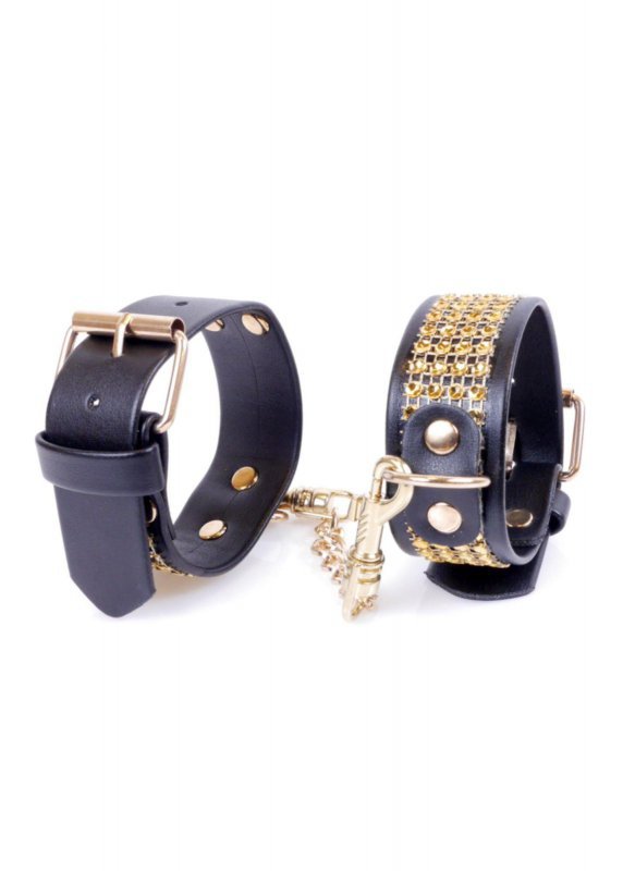 Kajdanki Fetish Boss Series złote kryształki 3 cm 