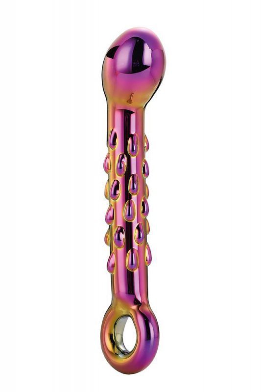 Szklane dwustronne dildo z wypustkami punkt g 18 cm