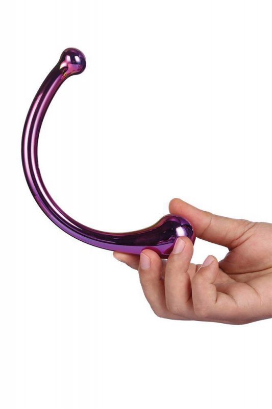 Szklane zakrzywione dwustronne dildo dla lesbijek 17 cm