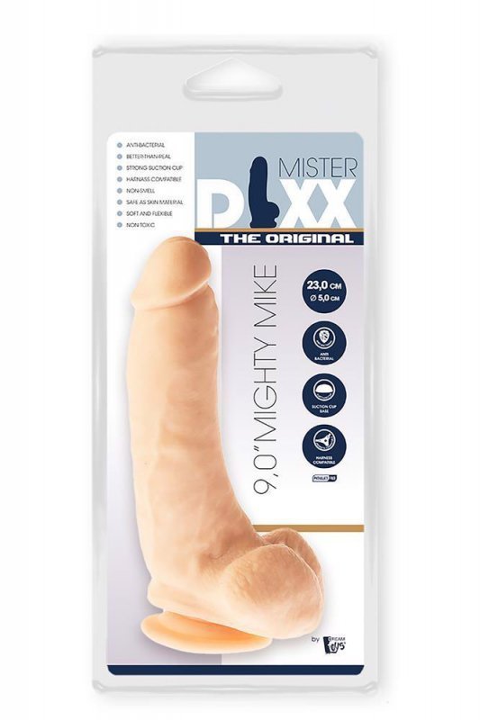 Realistyczne grube żylaste dildo z jądrami na przyssawce 23 cm
