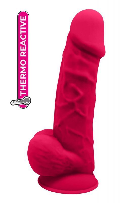 Real love dildo with balls 8.5inch fuchsia