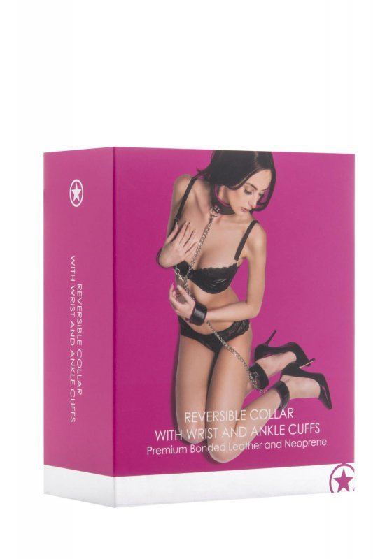 Reversible collar / wrist / ankle cuffs - pink