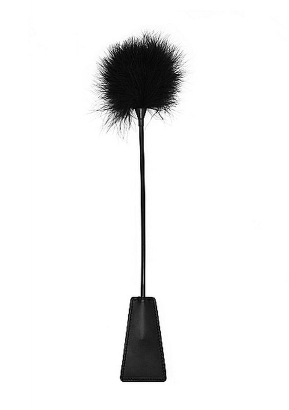 Ouch! Crop with feather - black