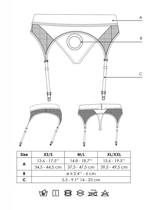 Vibrating Strap-on Thong with Adjustable Garters - XS/S