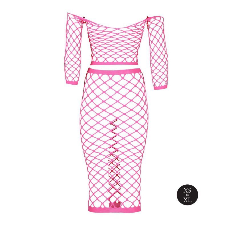 Long sleeve crop top and long skirt - pink - XS/XL