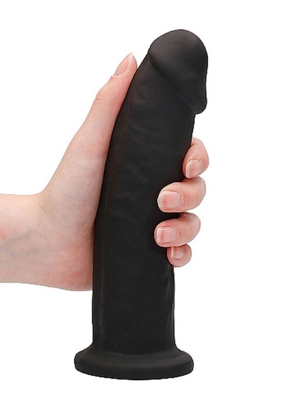 Czarne dildo bez jąder na przyssawce 22,8 cm