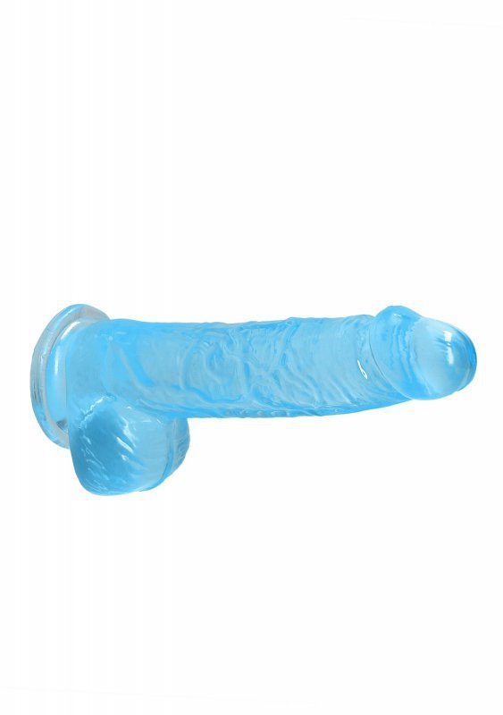 Realistyczne żelowe dildo penis na przyssawce niebieski  15 cm