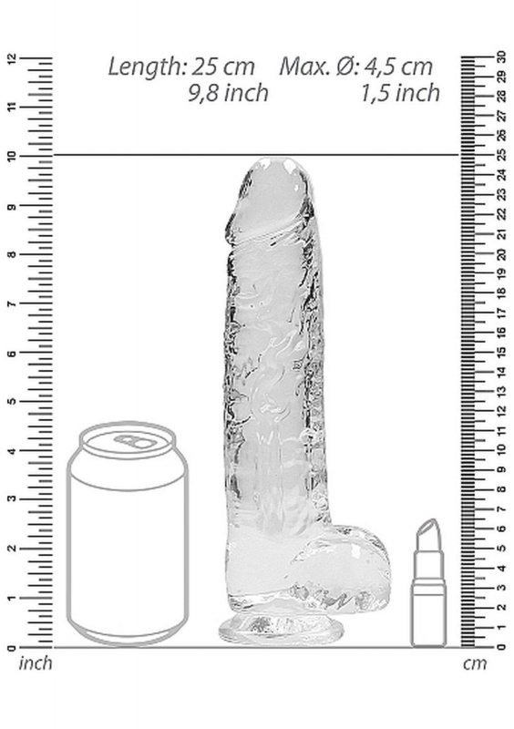 Realistyczny penis na przyssawce dildo clear 23 cm