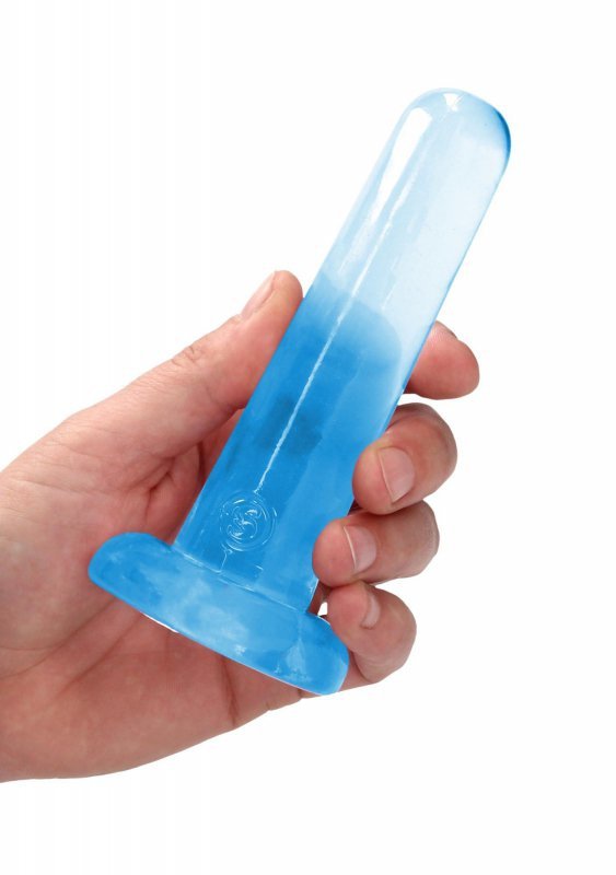 Gładkie dildo korek analny na przyssawce niebieski 13 cm