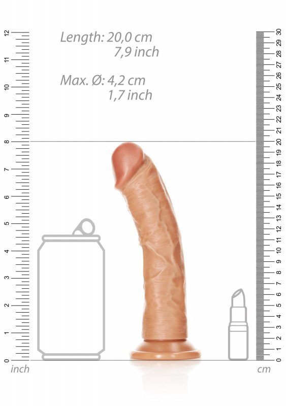 Zakrzywiony penis dildo na przyssawce  bez jajek 17,8 cm