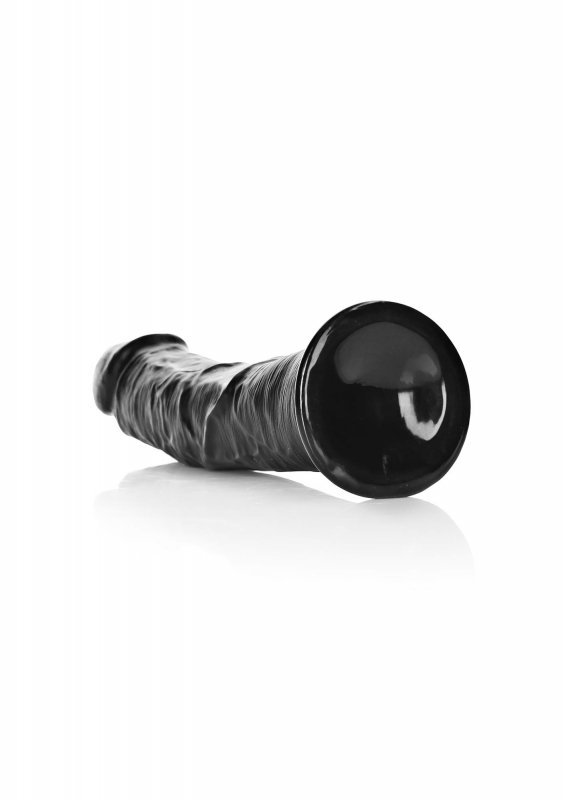 Zakrzywiony penis dildo na przyssawce czarny 25,5 cm