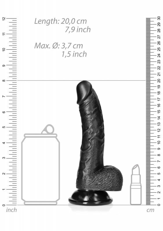 JJak prawdziwy penis dildo na przyssawce czarny 18 cm