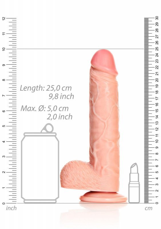 L Realistyczne dildo  z jądrami na przyssawce 23 cm