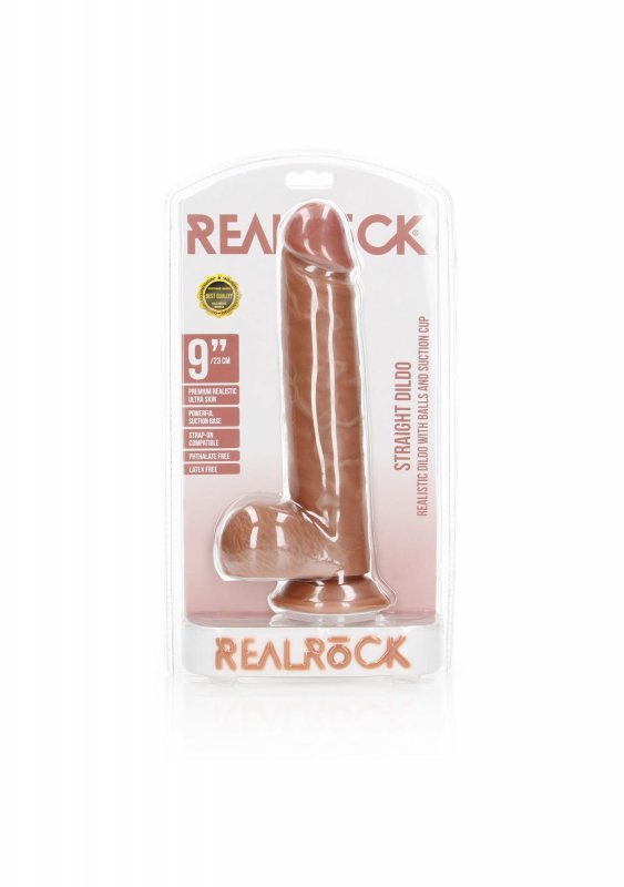 L Realistyczne dildo  z jądrami na przyssawce  23 cm