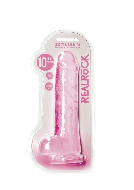 Realistyczne żelowe dildo penis na przyssawce różowy 25,4 cm