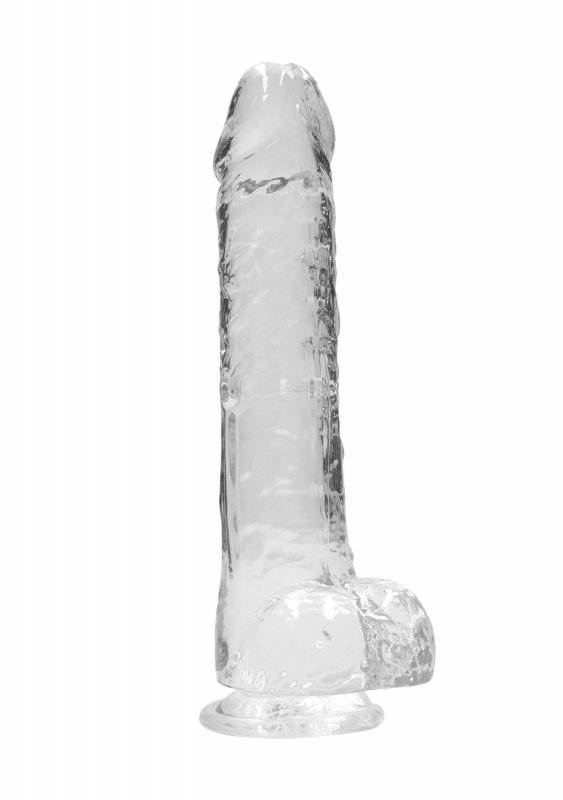 Realistyczne żelowe dildo penis na przyssawce transparentny 25,4 cm