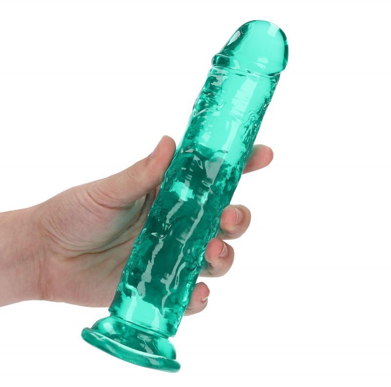 Żelowy realistyczny penis dildo z przyssawką bez jąder zielony 20cm