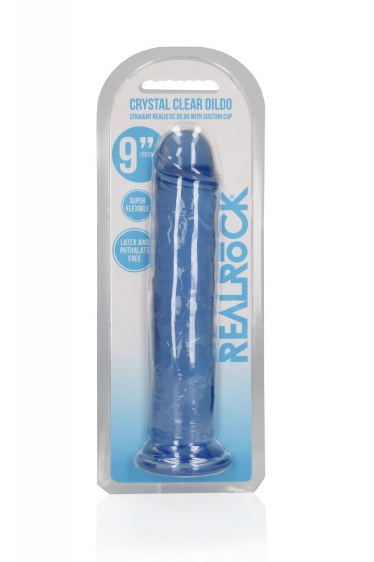 Żelowy realistyczny penis dildo z przyssawką bez jąder niebieski 23cm