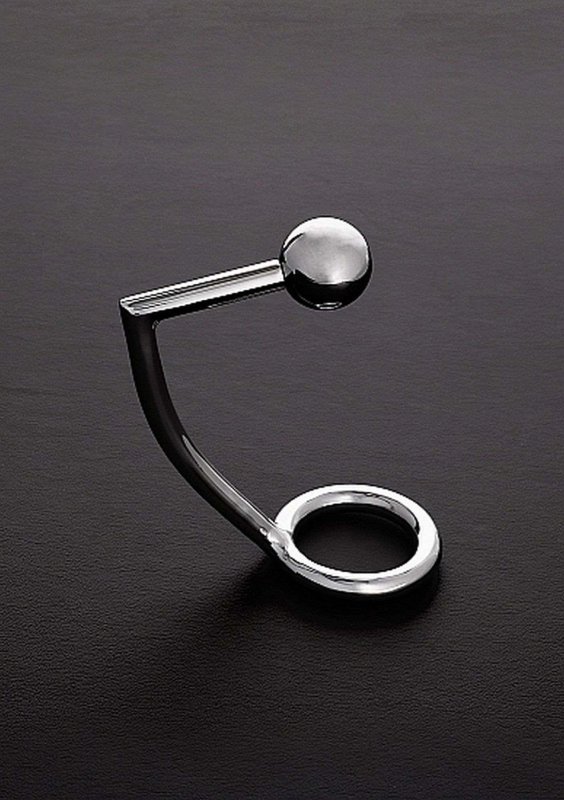 Metalowy pierścień erekcyjny na penisa z kulką analną 40/30 mm