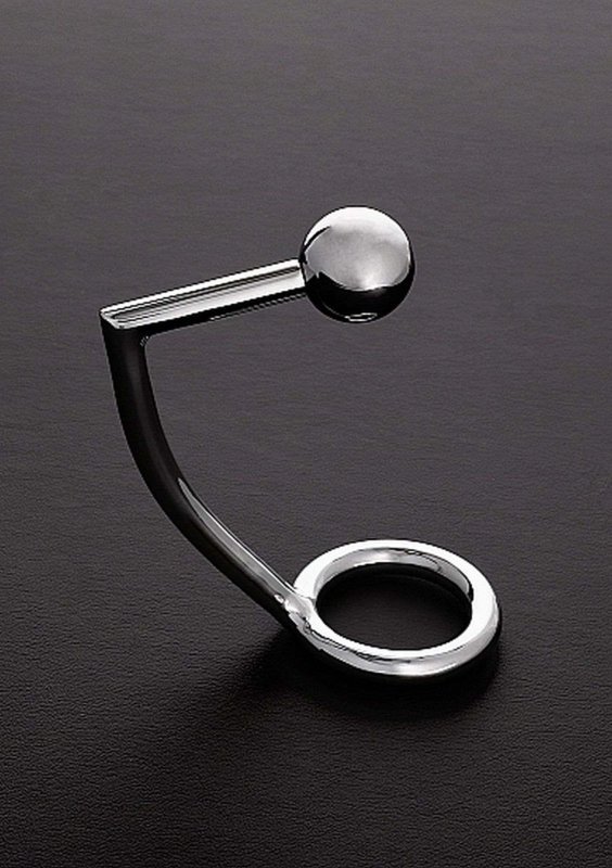 Metalowy pierścień erekcyjny na penisa z kulką analną 55/30 mm 