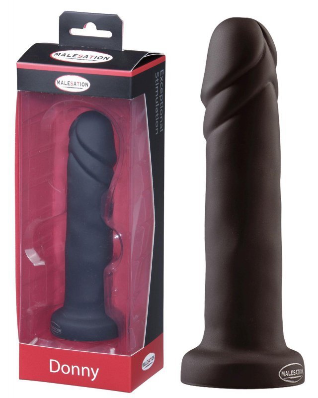 Atrakcyjne dildo na przyssawce bez jąder czarne 17,7 cm