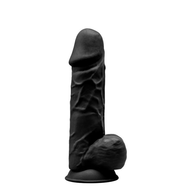 Czarne dildo z żyłami na przyssawce mocny orgazm 21,5 cm