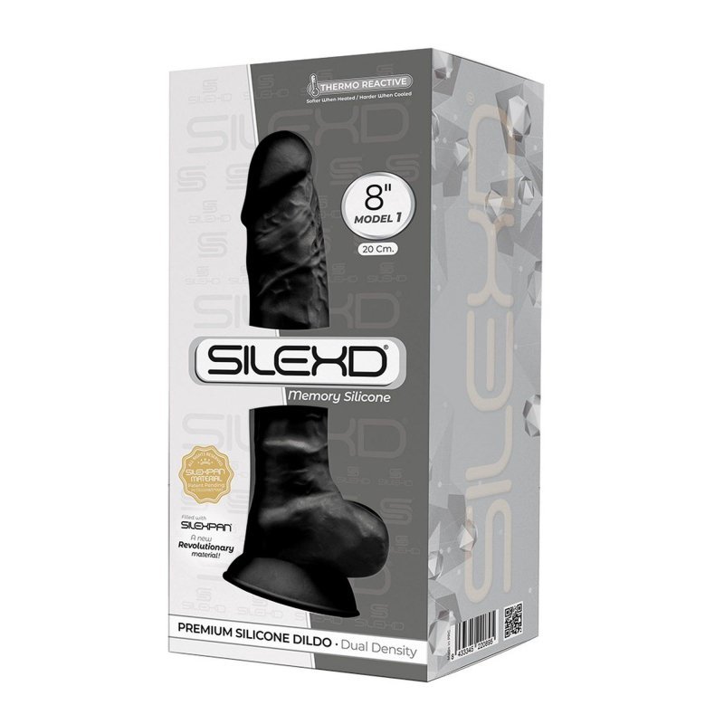 Czarne dildo z bardzo dobrego silikonu silexpan 20 cm