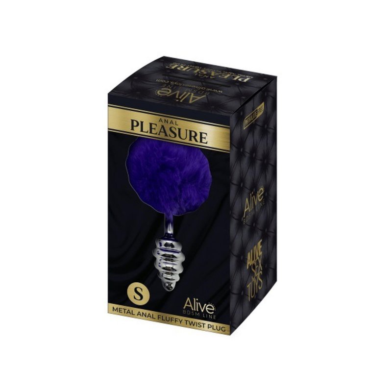 Plug metal anal fluffly twist plug S dark purple