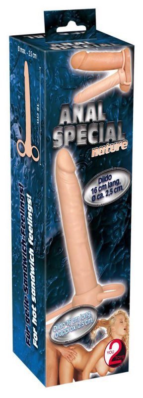 Strap-on nakładka na penisa dildo analne z pierścieniem na jądra 16 cm