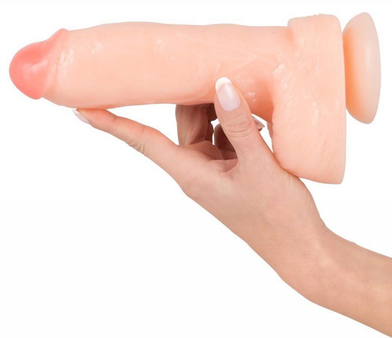 Dildo jak prawdziwy penis z jądrami na przyssawce 23 cm
