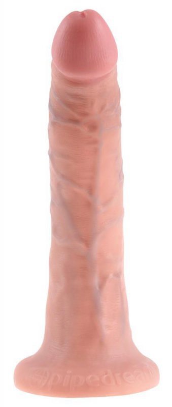 Zakrzywione realistyczne dildo na przyssawce z żyłami 18 cm