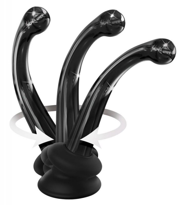 Szklane zakrzywione dildo do punktu g z przyssawką 15 cm