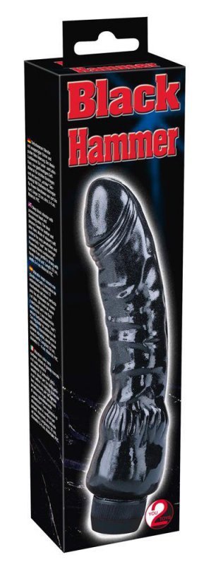Wibrujące zakrzywione dildo czarne 22 cm