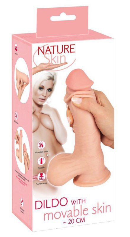 REALISTYCZNE DILDO Z RUCHOMĄ SKÓRĄ 20 CM