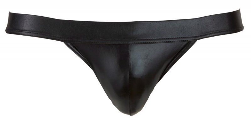 Błyszczące seksowne jockstrapy męskie wetlook czarne Men´s Jock M