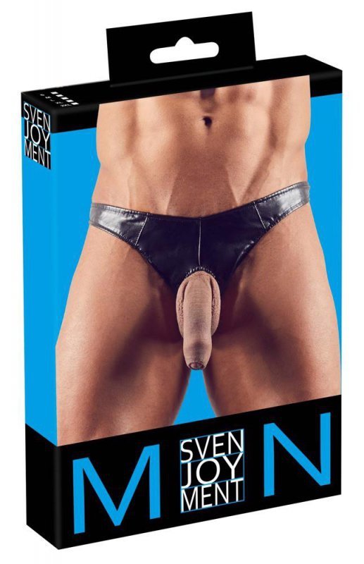 Męskie stringi z otworem na penisa Im. Leather Men´s String  XL