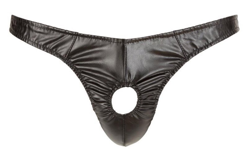 Męskie stringi z otworem na penisa Im. Leather Men´s String  XL