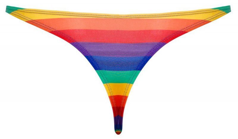 Męskie stringi kolorowe tęczowe Men Thong Rainbow L
