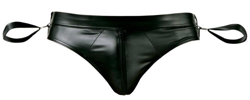 Jockstrapy męskie z kajdankami BDSM czarne paski L