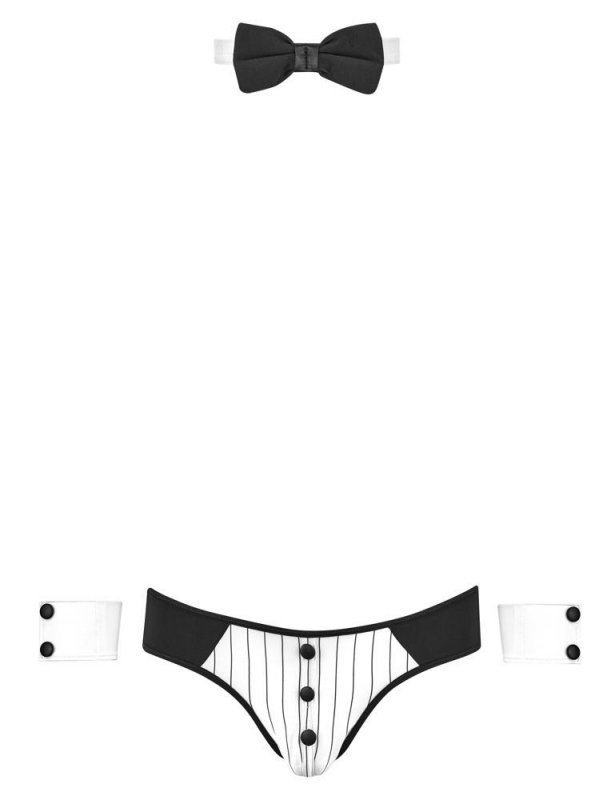 Męskie jockstrapy majtki odkryte pośladki + mankiety kelner Men's jock briefs S
