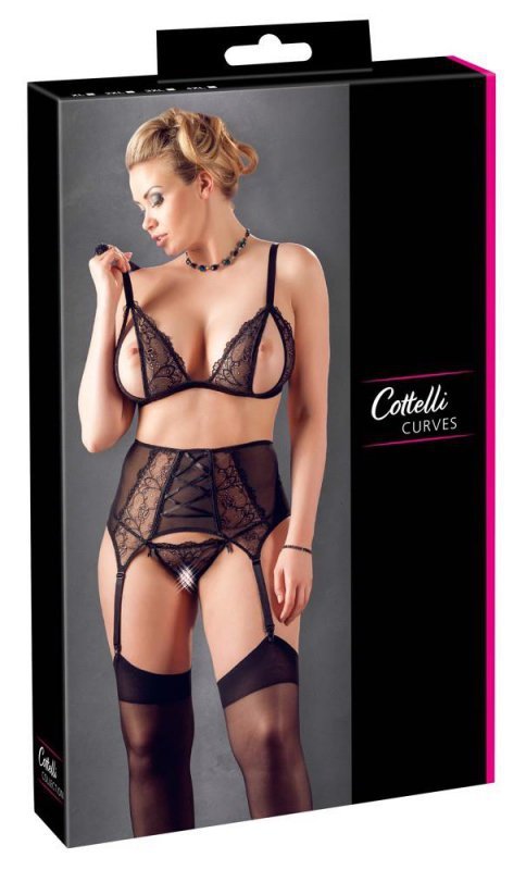 Komplet z dziurką biustonosz + majtki Cottelli 3XL