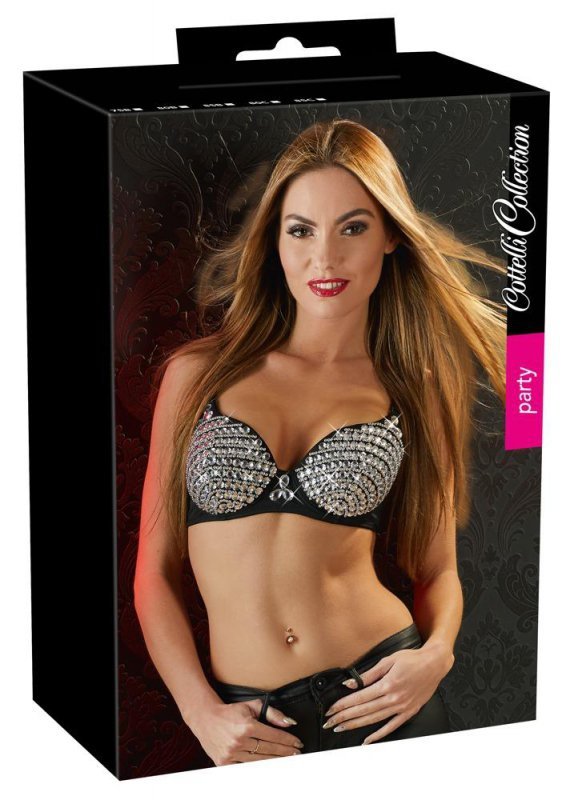 Błyszczący sex biustonosz z cyrkoniami glossy Cottelli 80C