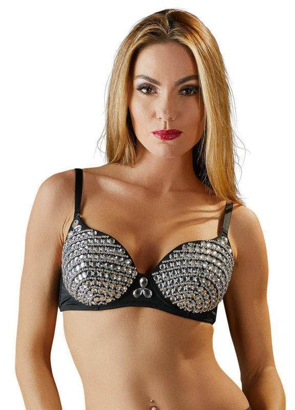 Błyszczący sex biustonosz z cyrkoniami glossy Cottelli 80C