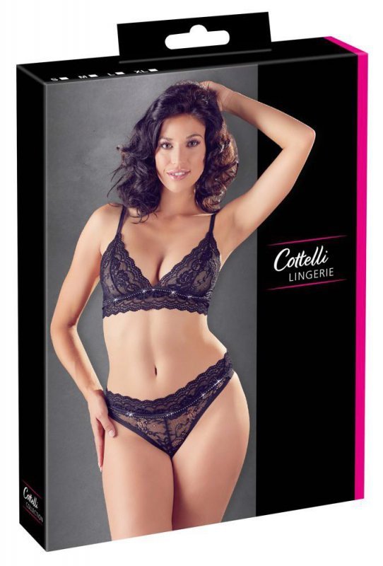 Śliczny czarny komplet sex bielizny Cottelli M