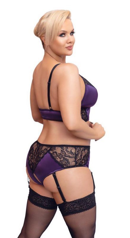 Fioletowy komplet sexy bielizny Cottelli XL