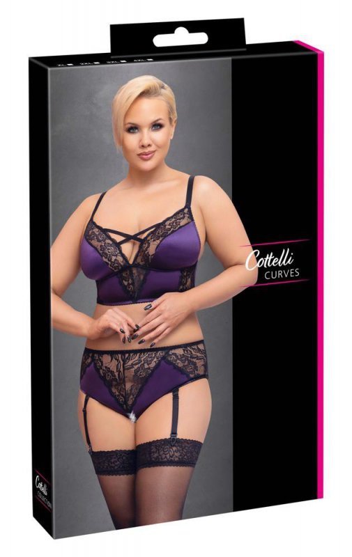Fioletowy komplet sexy bielizny Cottelli 2XL