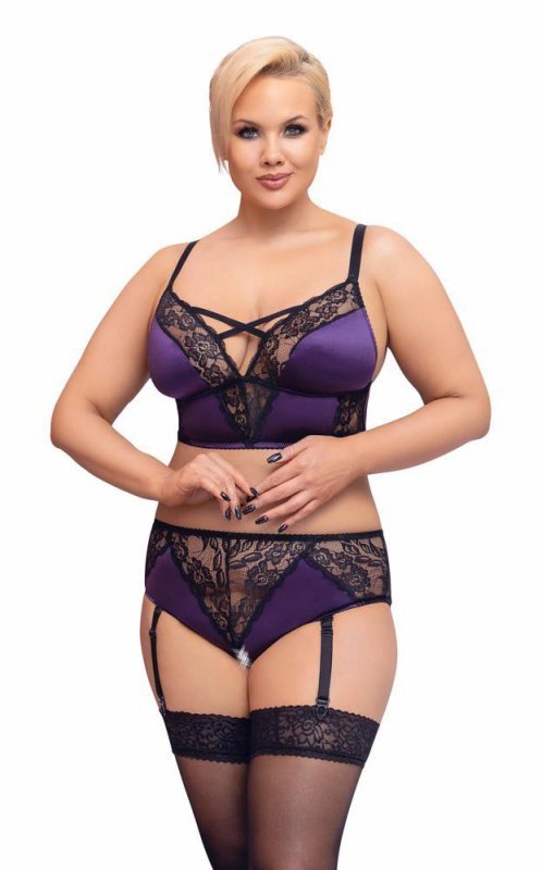 Fioletowy komplet sexy bielizny Cottelli 4XL
