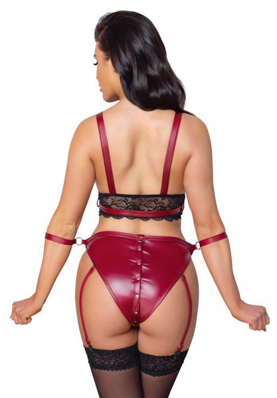Bordowy komplet sex bielizny Cottelli M
